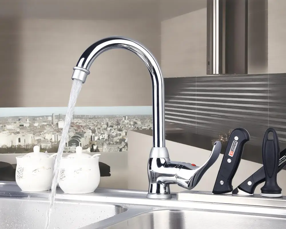 

8514 Construction & Real Estate Deck Mounted Single Handle Kitchen Sink & Bathroom Basin Mixer Tap Faucet