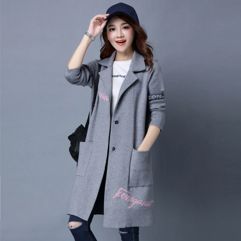 

2017 Spring Medium-long Plus Size Loose Sweater Female Cardigan All-match Sweater Outerwear Trench