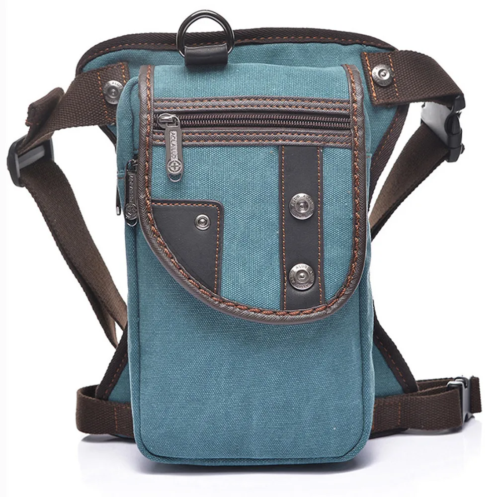 

Men Canvas Drop Leg Bag Military Multi-function Shoulder Messenger Bags Motorcycle Rider Waist Pack Bag Bum Hip Belt Purse Pouch