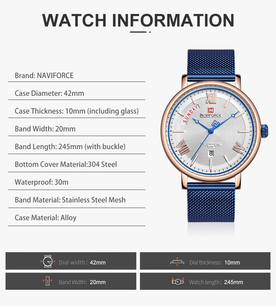 NAVIFORCE часы мужские Топ Роскошные брендовые новые модные повседневные кварцевые часы мужские s водонепроницаемые полностью стальные часы с датой Relogio Masculino