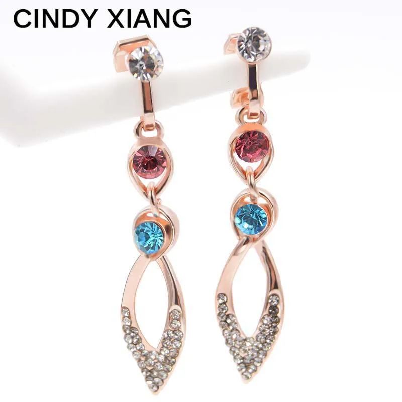 Cindy Xiang Rhinestone Long Clip Earrings Without Piercing For Women Elegant Summer Style Earrings Wedding No Cindy Xiang Rhinestone Long Clip Earrings Without Piercing For Women Elegant Summer Style Earrings Wedding No
