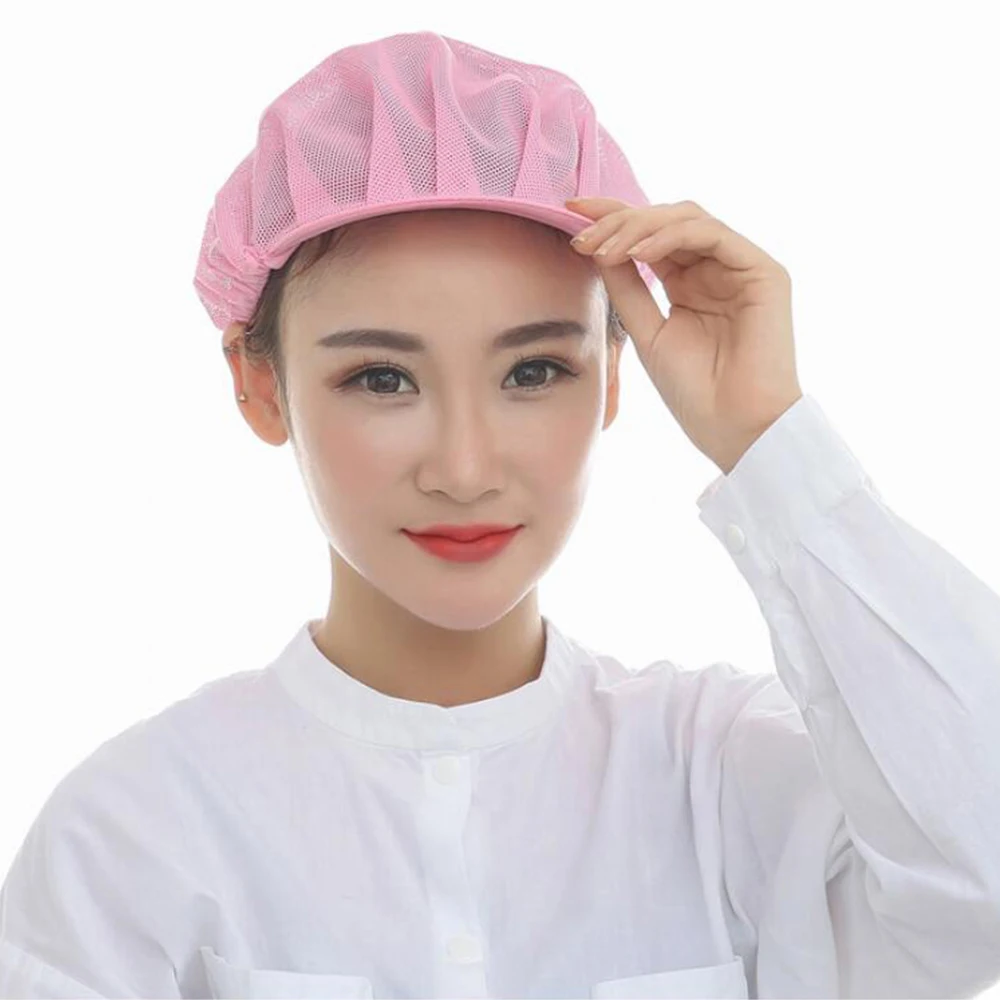 Розовый Высокая qualityUnisex эластичная застежка сетки кепки s ткань s кухня ресторан отеля пекарня официант шеф-повор дышащая мастерская - Цвет: Розовый