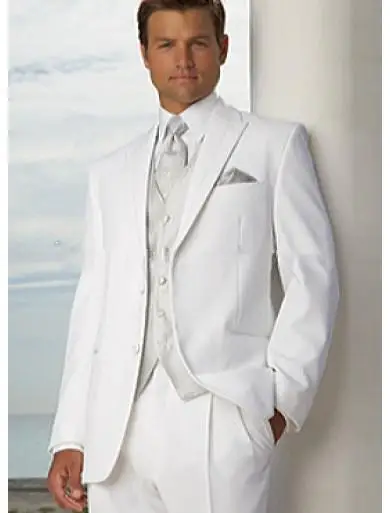 

Two buttons white dress lapel groomsman wedding the groom, holds the man suit men suit slim fit(jacket + pants + vest, tie)