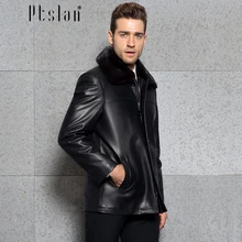 Ptslan 2016 Men’s Real Mink Fur Full Pelt Long Sleeve Jacket Long Coat