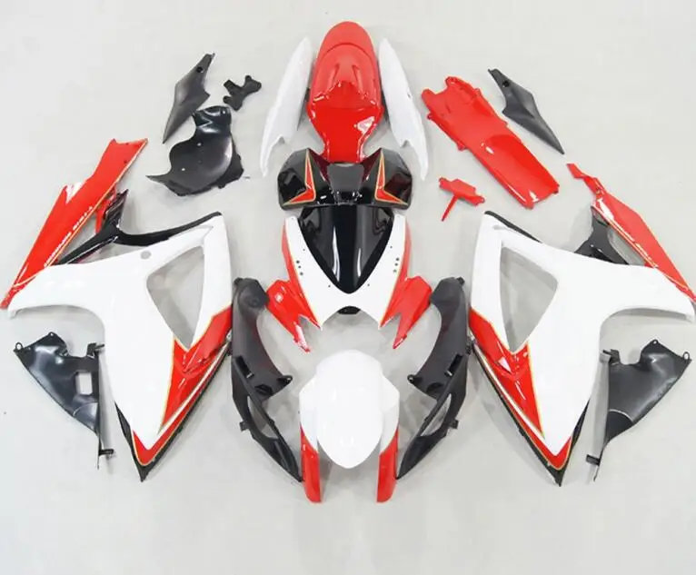 

3Gifts New ABS bodywork Fairings Kit set Fit For SUZUKI GSXR600 GSXR750 06 07 R600 R750 K6 GSXR 600 750 2006 2007 red white