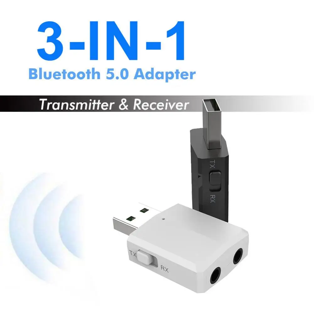 

3-in-1 USB Bluetooth 5.0 Audio Transmitter/Receiver Stereo Music 3.5mm AUX Audio Wireless Handsfree Adapter For TV/PC/Car Grace