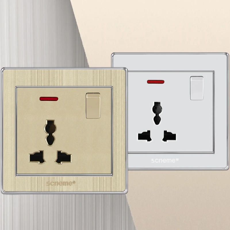 

3 Pin Universal wall socket with ON/OFF switch, 13A Wall electrical three hole plug electrical outlet 220V