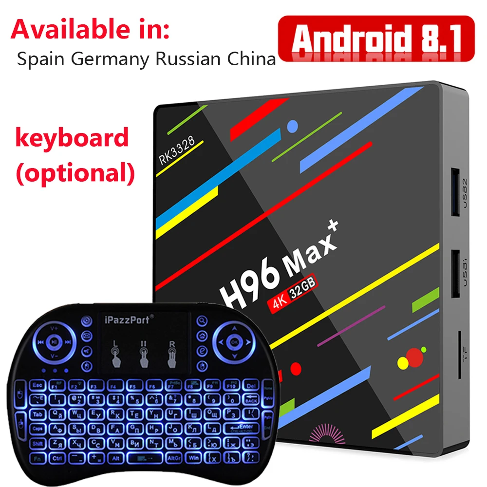 

H96 MAX+ TV Box RK3328 Android 8.1 4GB RAM 32GB 64GB ROM 2.4G WiFi 100Mbps HDMI 4K Media Player H.265 Smart Andriod TV BOX