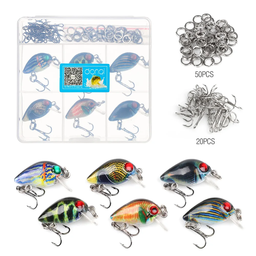 DONQL 6pcs Set Painted Mini Crazy Crankbaits Minnow Fishing Lures 1.8g 2.8cm Colorful Wobbler Fishing Bait Kit With Treble Hook (4)