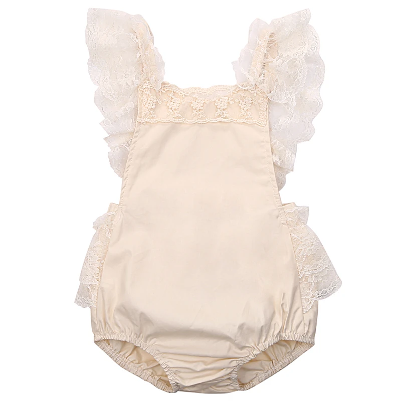 2018 New Summer Baby Romper Girl's Princess White Lace Romper Baby Clothes Newborn Backless Jumpsuit