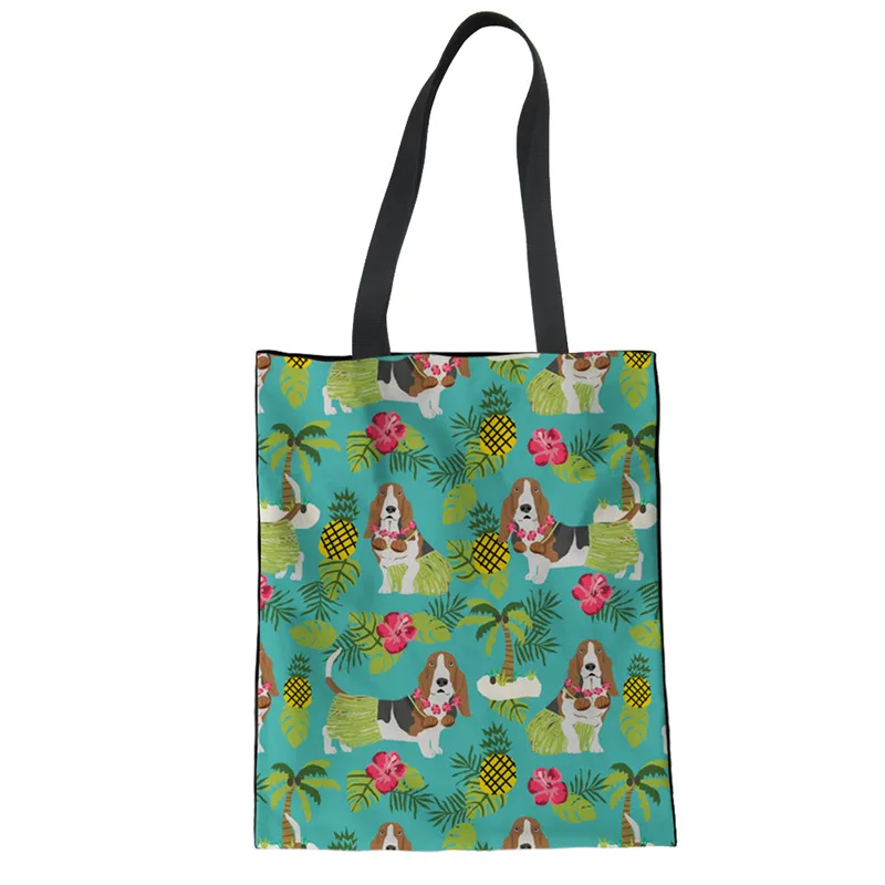 THIKIN складная сумка Для женщин Бассет Хаунд печати Cavas сумка женская Повседневное плеча белье сумки женственный шоппер