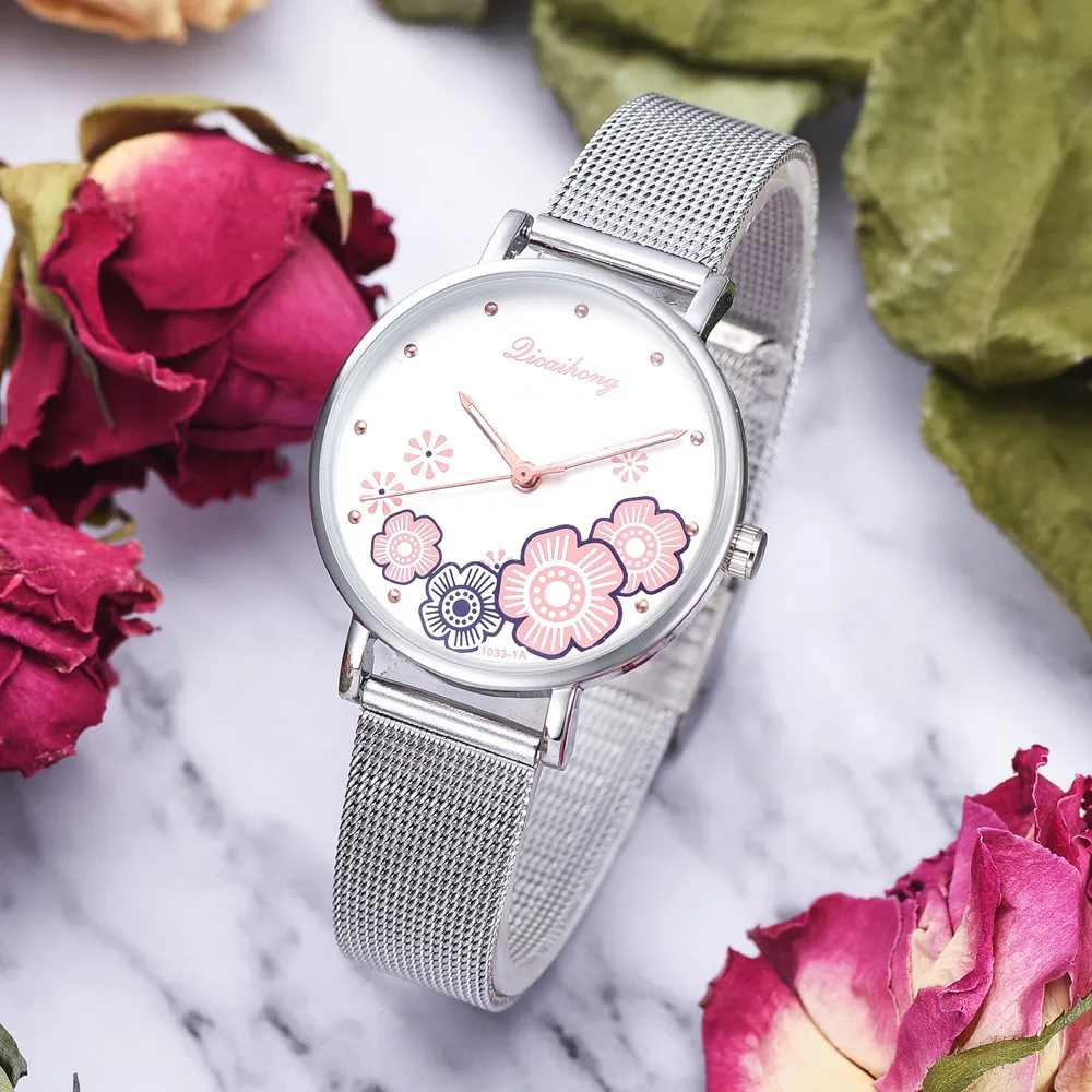 

DISU Women Watch Luxury Stainless Steel Analog Quartz Flower Shape Ladies Watches Fashion Watch 2019 Womens watches