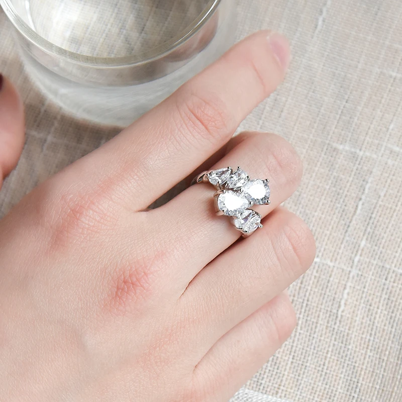 Rhinestone Adjustable Ring Women's Wedding Party Opening Ring Jewelry