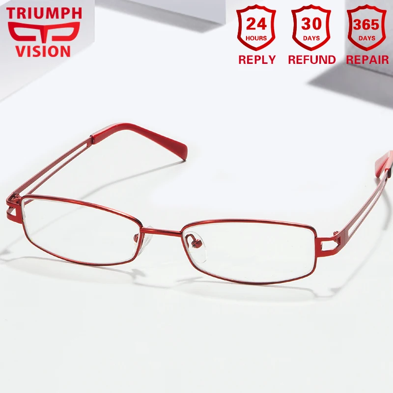 

TRIUMPH VISION Red Prescription Glasses Women Myopia Glasses Minus Transparent Spectacle Multifocal Progressive Reading Glassses