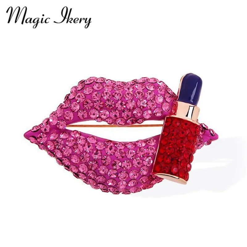 

Magic Ikery 2 Colors Rose Gold Color Zircon Crystal Luxury Lips Brooches Wholesales Fashion Jewelry for women MKY6134