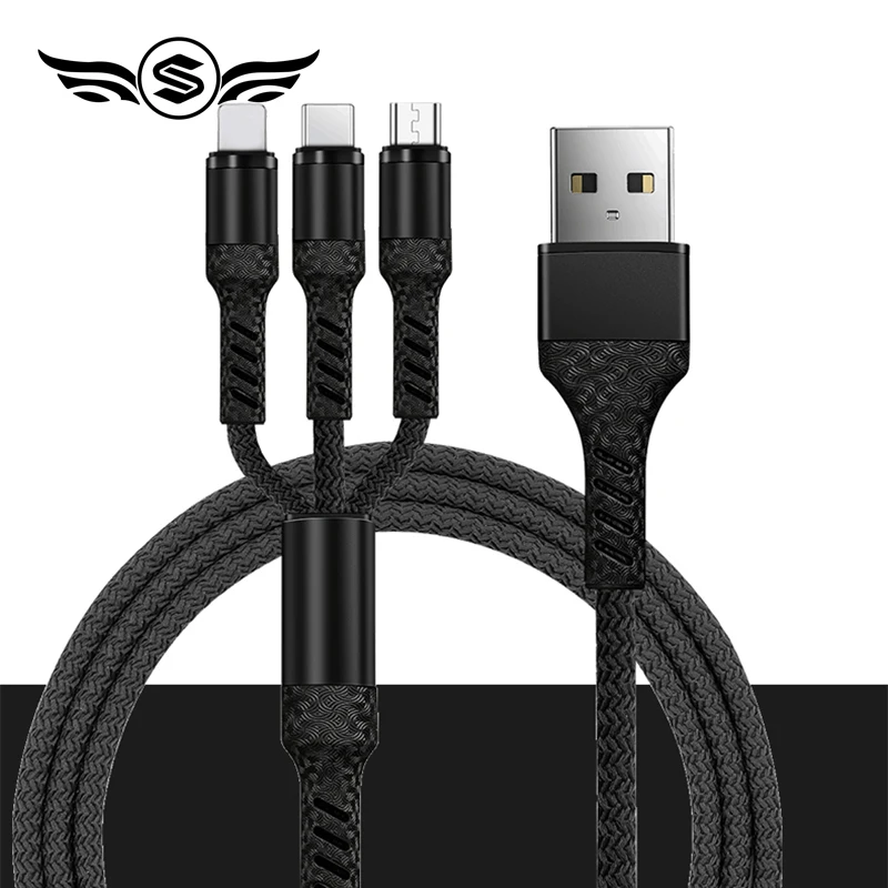 3 в 1 mi cro usb type C мульти зарядный кабель для Xiao-mi Sam-sung мобильный телефон USB шнур USB-C для 8 контактный кабель для зарядки