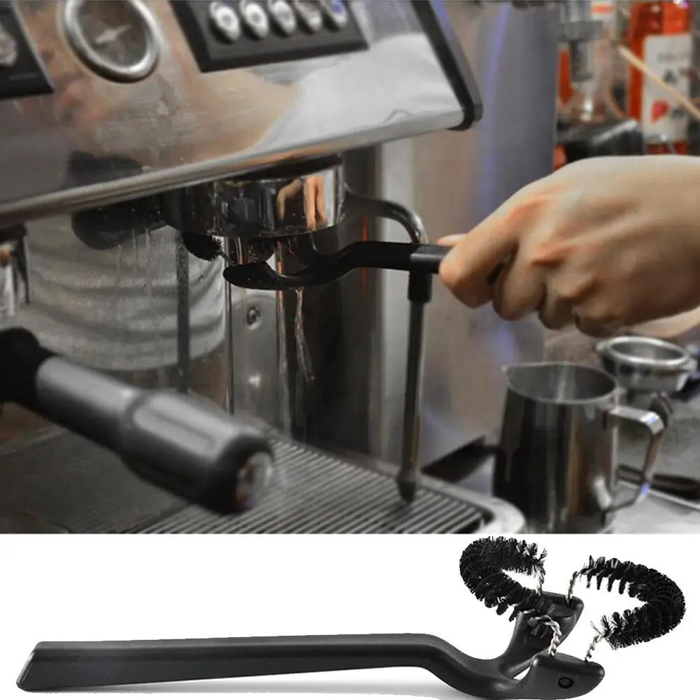 Etase Semi-Automatic Coffee Machine Cleaning Brush Detachable Nylon Bristle Brush Head Cleaner Elbow Anti-Scalding Design Durable 