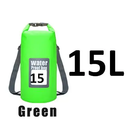 Качественные ультралегкие 5L/10L/15L/20L водонепроницаемые сумки для хранения сухих мешков для каноэ каяк Рафтинг Спорт на открытом воздухе сумки для плавания - Цвет: Green 15L
