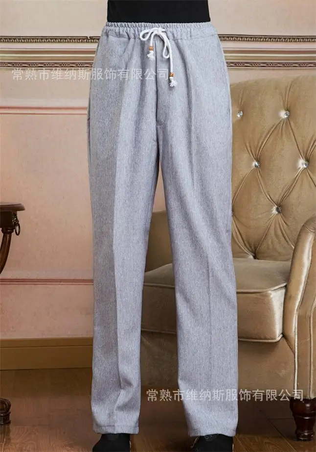 Бежевый китайский Для мужчин белье кунг-фу брюки Повседневное Active Размеры M, L, XL, XXL, XXXL 2505-1 - Цвет: light gray