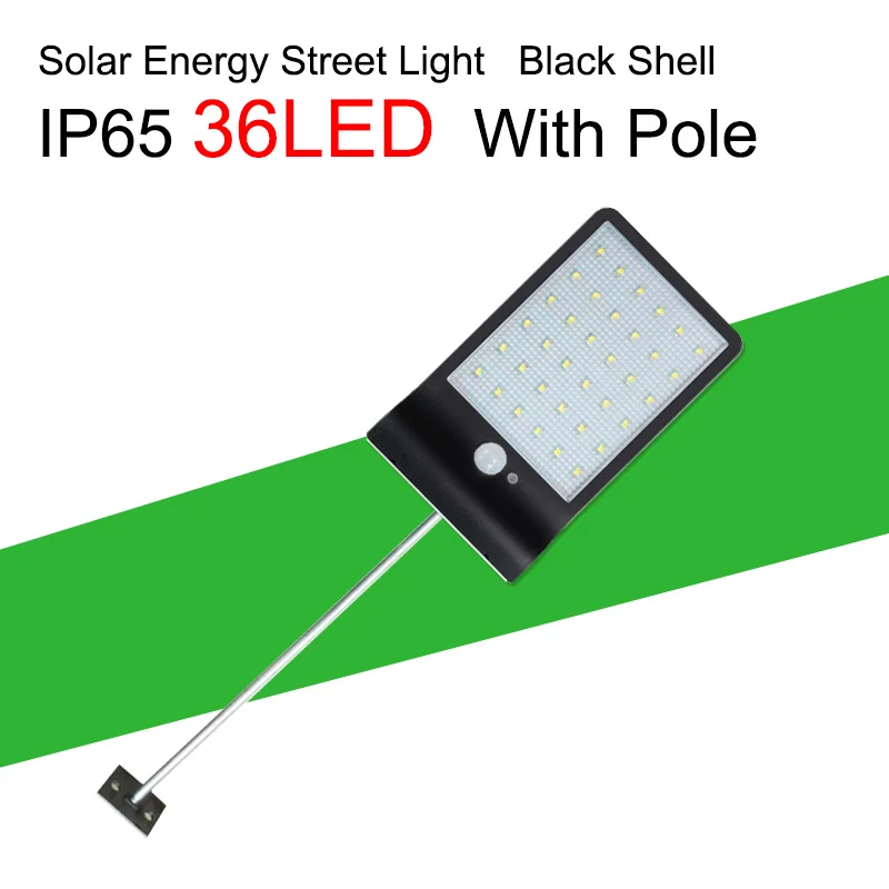 Светодиодный уличный светильник 20 Вт 40 Вт солнечный светильник для садового забора PIR датчик движения обнаружения настенные лампы Водонепроницаемый светодиодный солнечный светильник для улицы - Испускаемый цвет: 36LED Black (Set)