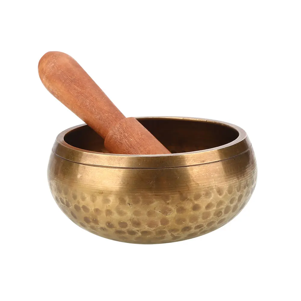 

Buddhism Copper Singing Bowl Handmade Tibetan Yoga Meditation Bowl 8CM Nepal Handmade Singing Bowl eith Peach Wood Stick