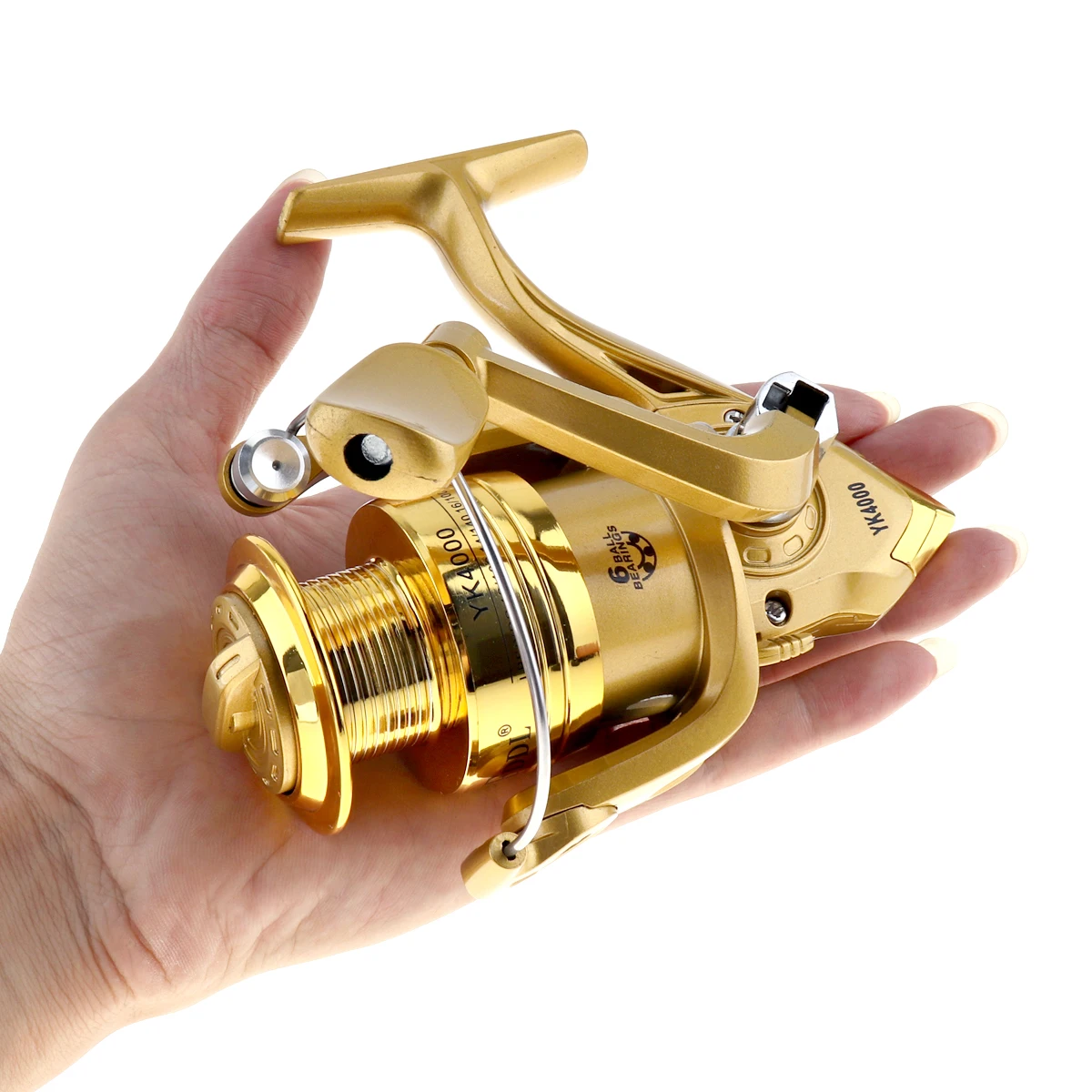 4000 Series 6BB Spinning Fishing Reel 5.21 Plating Golden Color Left
