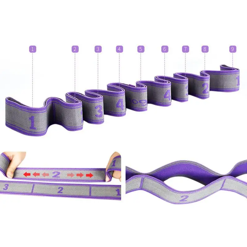 HobbyLane Yoga Fitness Elastic Band 9-Loop Training Strap Tension Resistance Exercise Stretching Band for Sports