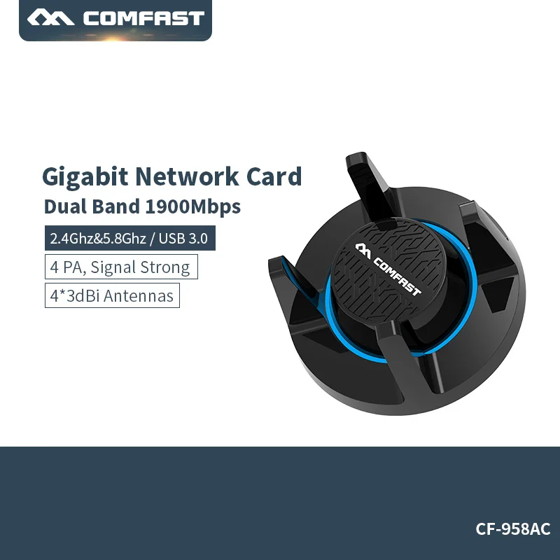 

COMFAST Wireless adapter Gigabit E-sport Network Card 2.4G&5.8G Received High Power 1900Mbps External 4*3dBi Antennas