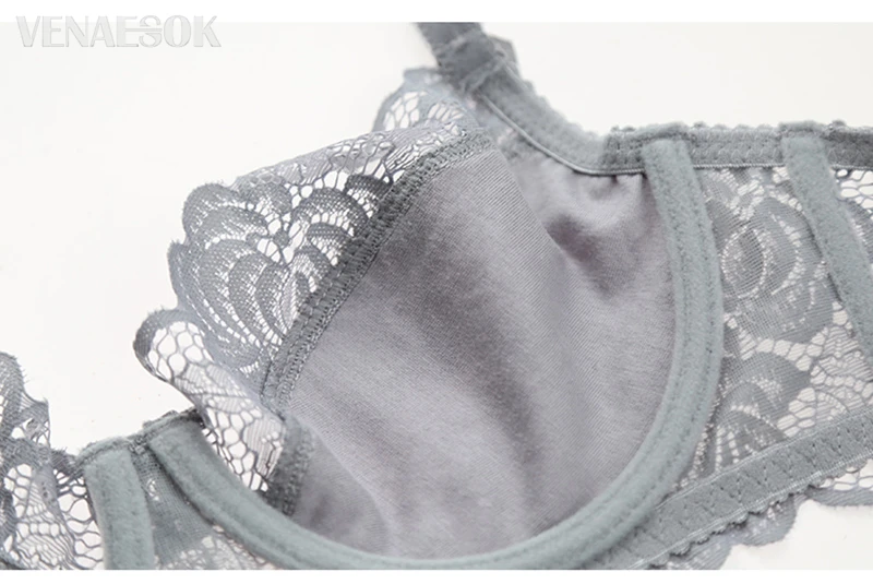 Fashion Gray Women Lingerie Transparent Bra Set Plus Size C D Cup Sexy Bras Lace Underwear Set Ultrathin Embroidery Brassiere bra and underwear set
