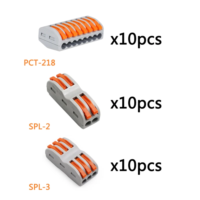 30 шт./лот) три разъема для каждого 10 шт., 221 222 Мини Быстрый провод разъемы, вставной клеммный блок - Цвет: 218  SPL-2  SPL-3