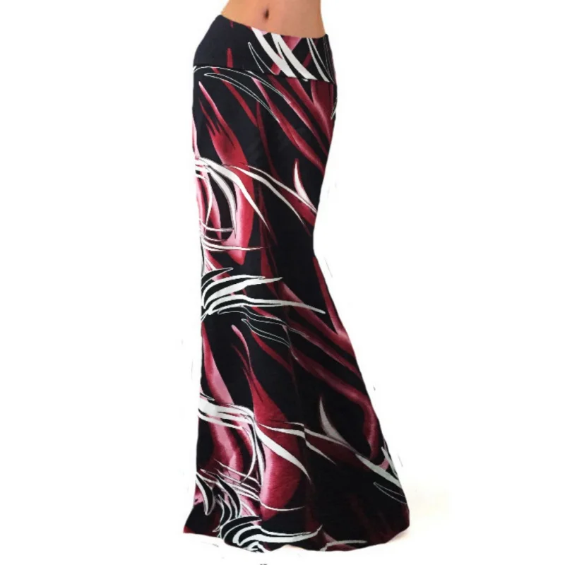 

1 PC Printing Stitching Drawstring Skirt Slim Bag Hip Long Skirt Plus Size High Waist Women Skirt