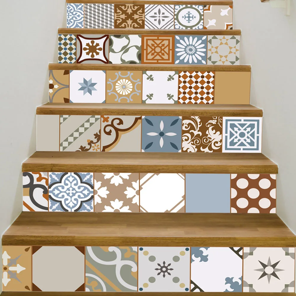 6 unids/set 18 cm x 100 cm estilo de personalidad cerámica escaleras decoración 3D arte pegatinas de pared Decoración para el hogar mural lt031