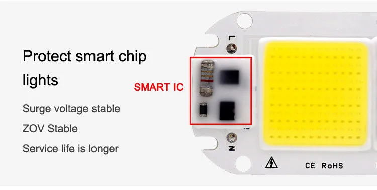 Светодиодный COB IC 50 Вт красный, синий, зеленый, желтый, розовый AC 220 В 380 нм Smart IC 50 Вт высокой мощности Драйвер IC светильник с бусинами лампа чип для прожектора светильник