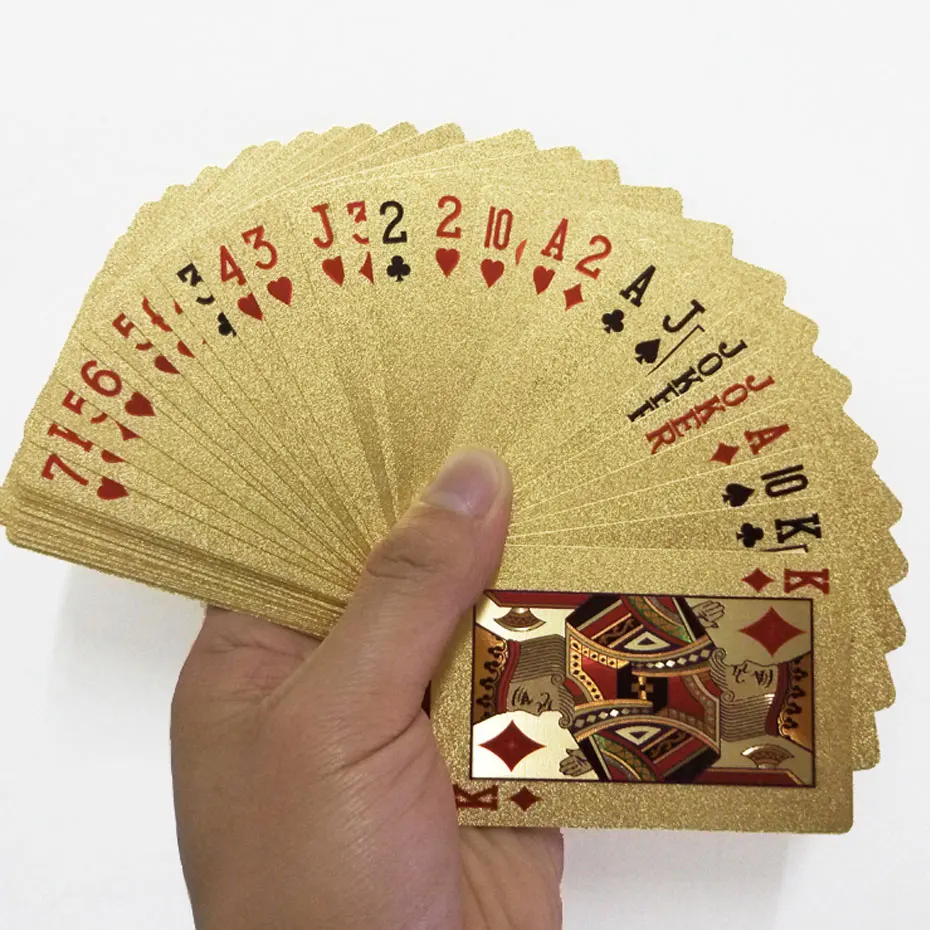 1 Set Gold Foil Plated Poker Cards Waterproof Playing Card