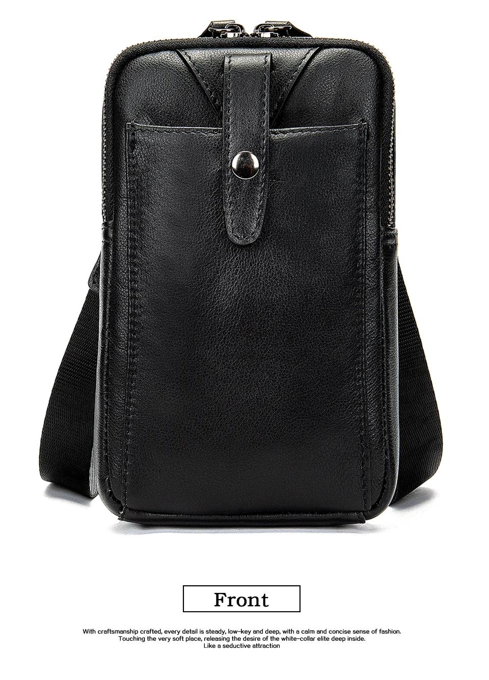 Men's Bag Crossbody Shoulder Bag Genuine Leather Male Mini Fanny Pack Clutch Small Money Belt Bags for Men Pouch Pack 10