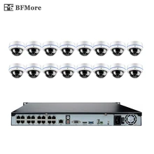 BFMore 16CH 1080P 48V POE NVR KIT 2.0MP CCTV System 16pcs Dome IP Camera Onvif P2P Indoor Security Surveillance FTP Email Alarm