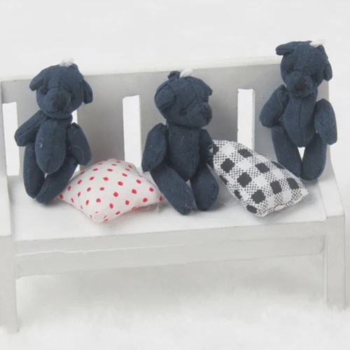 100PCS/LOT Mini Teddy Bear Stuffed Plush Small Bear Stuffed Toys Dark blue Animal Doll 4.5cm Pendant Kids Birthday Gifts GMR047