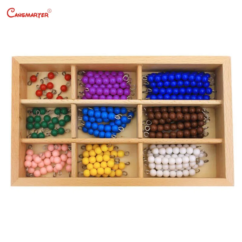 

Checker Board Beads Colorful Chain Box Wooden Montessori Teaching Educational Toys Training Math Toy Baby 3-6 Years MA040-3