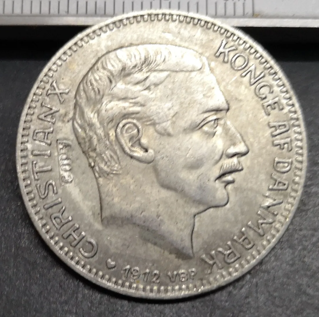 1912 ДАНИЯ 2 крона-Кристиан Икс (смерть Фредерика VIII) Посеребренная КОПИЯ монета |