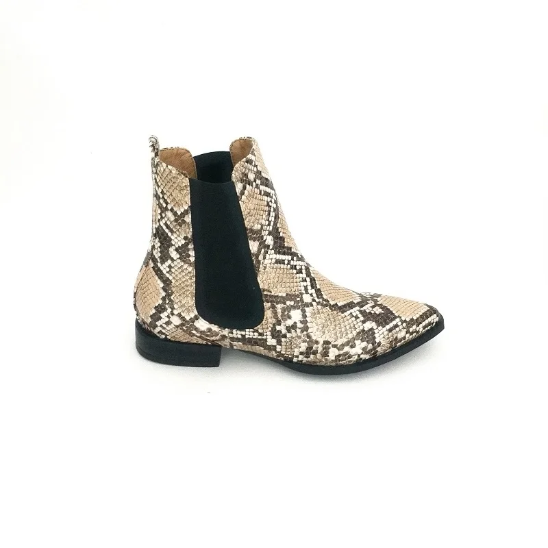 Pionted Dedos Serpiente De As Mujer Bajos Patrón Botas Cuero Tacones 2018 Bota Zapatos Botines Pic Feminina 0fBq8ww