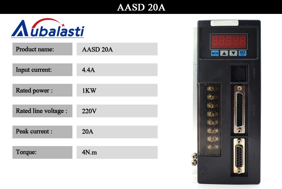 Aubalasti 1 кВт AC драйвер серводвигателя 12N. M 2500 об/мин 130ST-M04025 AC мотор совпадающий драйвер серводвигателя AASD 20A двигатель в сборе