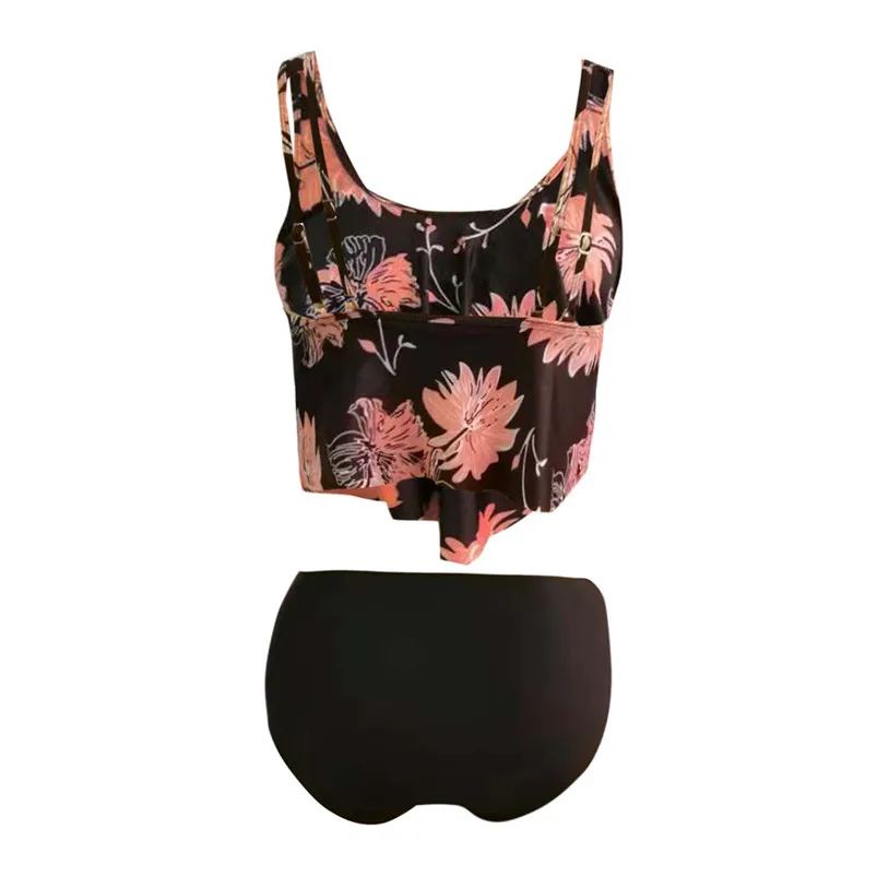 Swimsuit for Women Two Pieces Bathing Suits Top Ruffled Racerback with High Waisted Bottom Tankini Set 40JA30 (6)