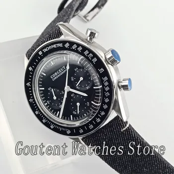 

Corgeut 40mm Men's Chronograph Black Dial Polished Case Quartz Watch