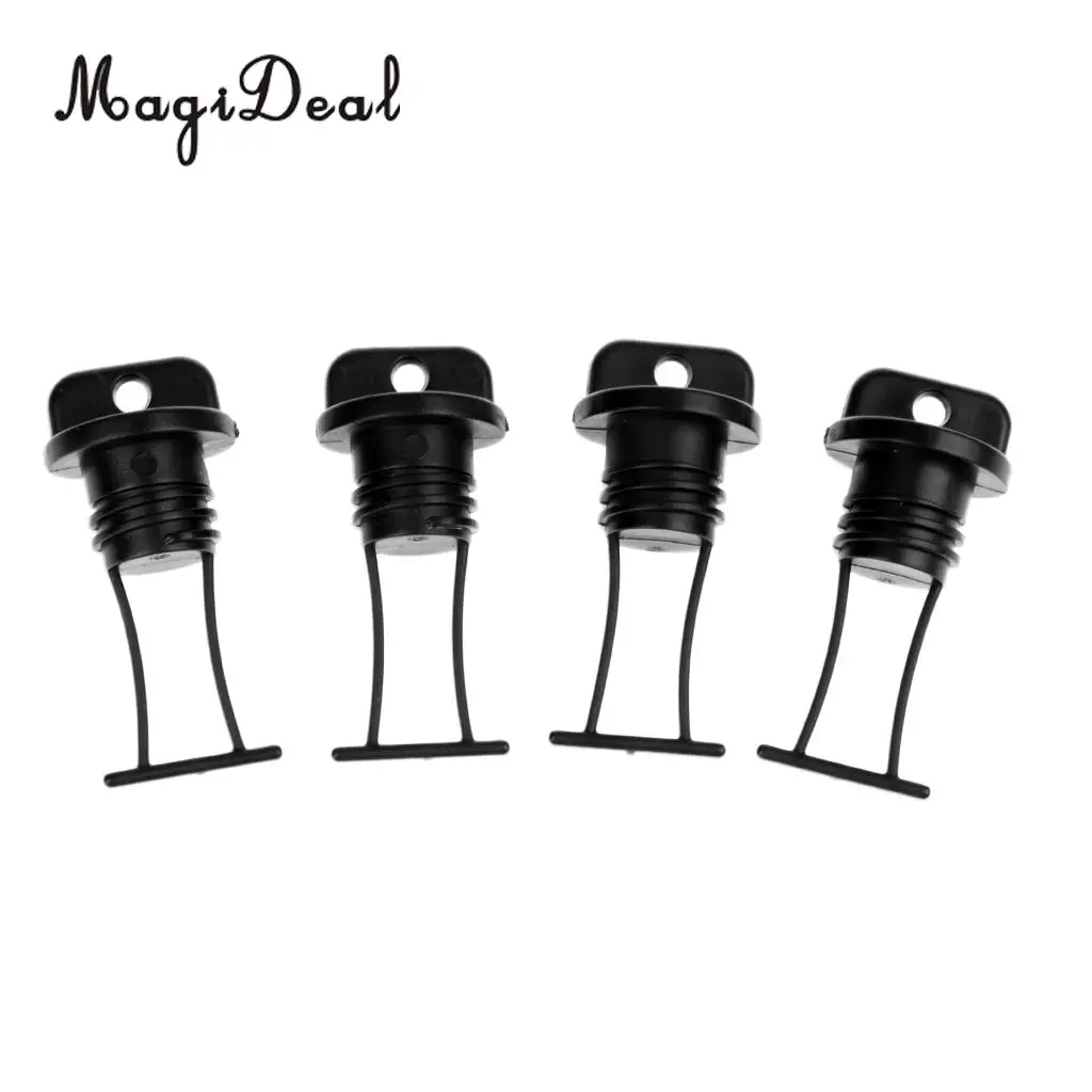 MagiDeal Underwater 4Pcs Black Plastic Hull Drain Plug Universal for Kayaks Canoes Yacht Dinghy Rowing Boats Replacement Access