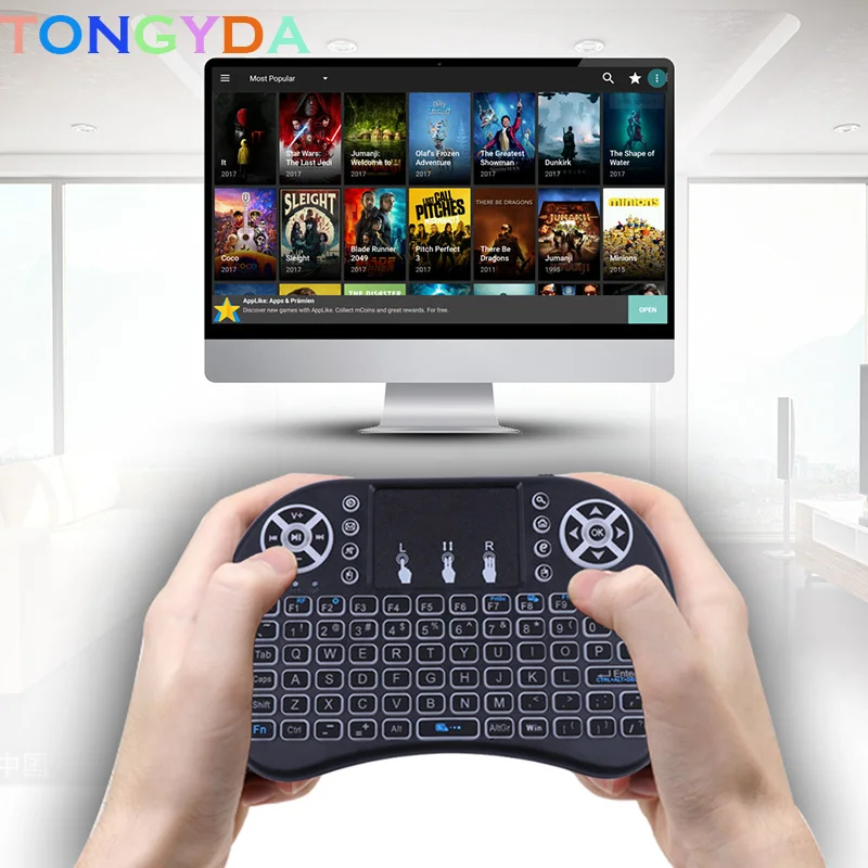 

Wireless Keyboard English Version 2.4GHz Backlit Air Mouse with Touchpad Remote Control Handheld for Android TV BOX Mini PC
