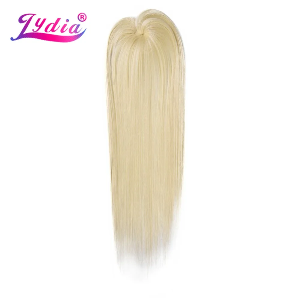 Lydia Synthetic Yaki Straight Hair Weave With Double Weft 613# Blonde Hair Bundles 16inch-20inch 4pcs/Pack With Free Closure