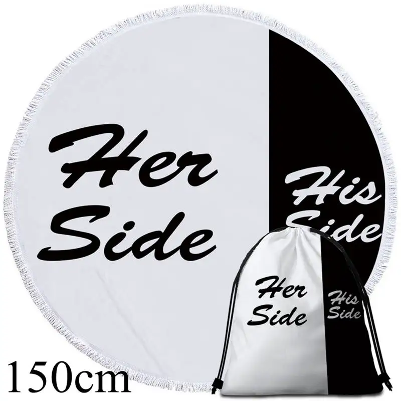 001 Towel 150cm-Bag Постельное белье Outlet летнее большое круглое пляжное полотенце его и ее сторона для взрослых пар микрофибра Toalla кисточка банное полотенце Коврик для йоги - Цвет: 001 Towel 150cm-Bag