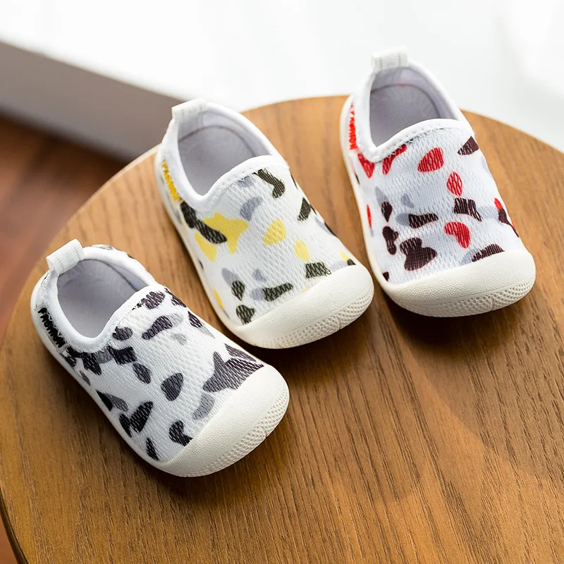 

2019 Spring Infant Toddler Shoes Soft Bottom Boys Girls Casual Shoes Camouflage Color Comfortable Children's Stretch Knit Shoes