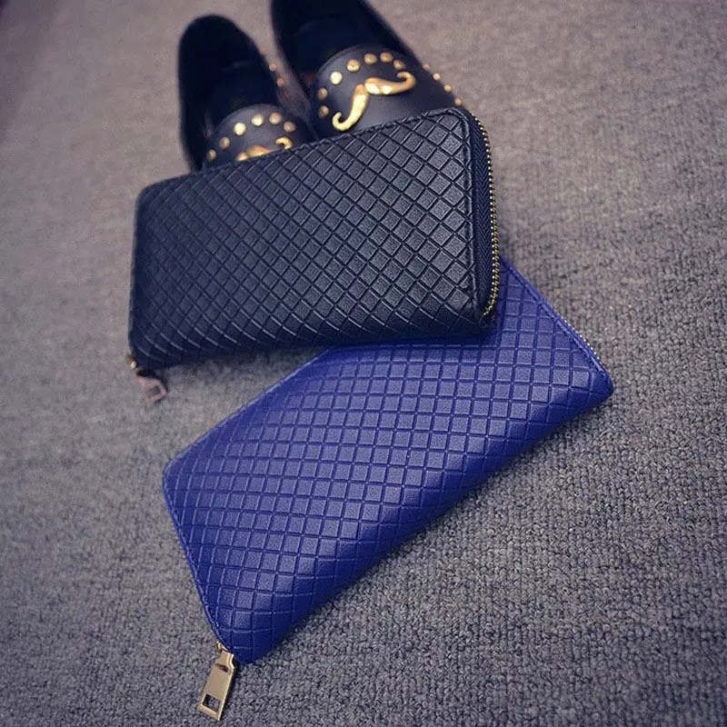 

Simple Fashion Women Wallet PU Leather Solid Color Clutch Change Female Wallets Long Lichee Pattern Zipper Ladies Purse LXX9