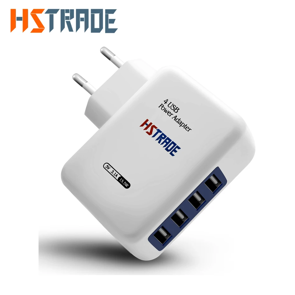 

HSTRADE 4-Port Universal Wall USB Charger Adapter Mobile Phone Charge 5V/3A Fast Charging for Apple iPhone 8 7 iPad Samsung